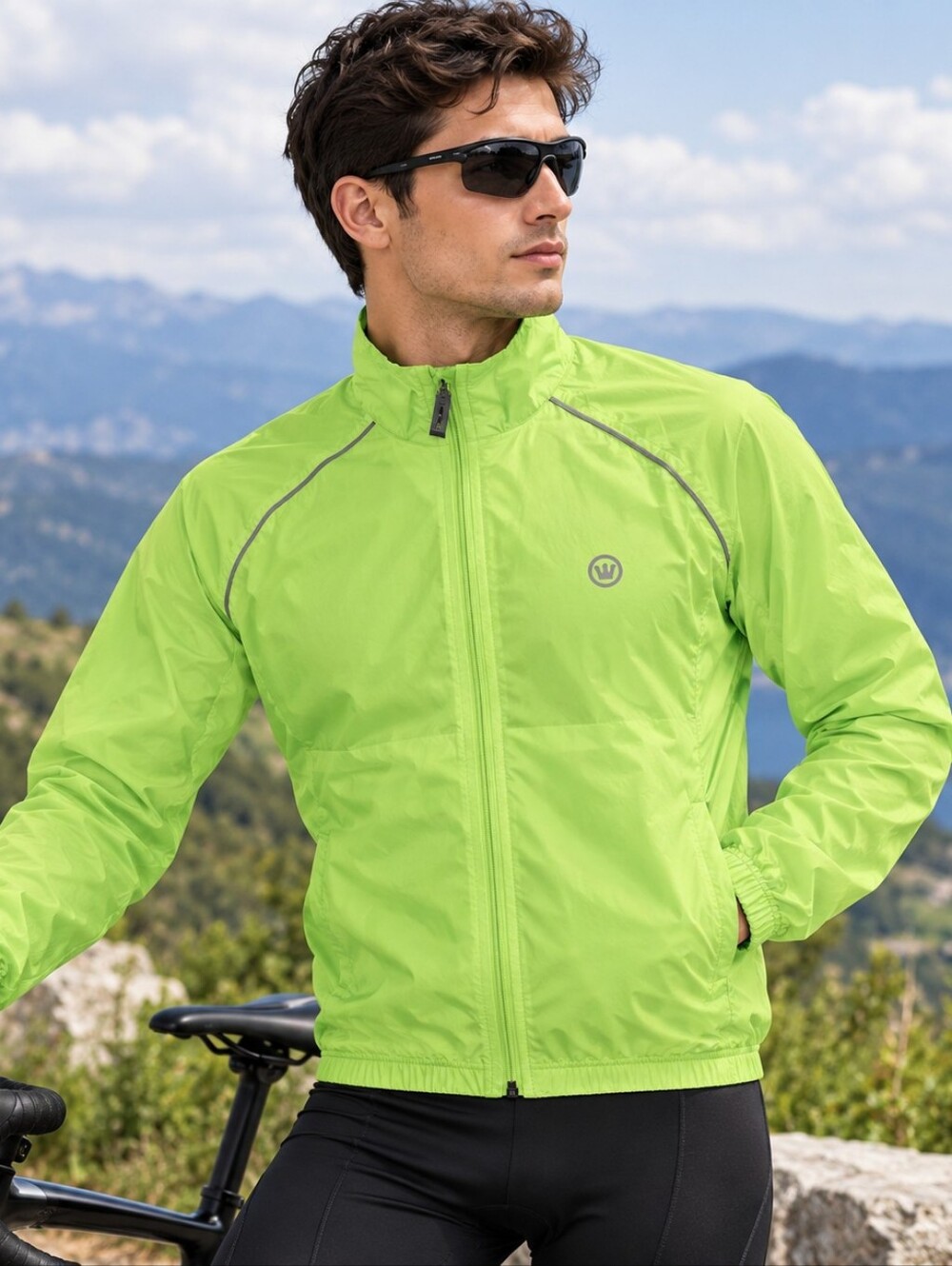 $75 Canari Men’s Microlyte Shell Jack Lightweight Lime Green Windbreaker Jacket